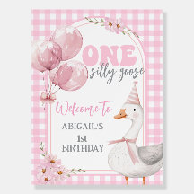 ONE SILLY GOOSE PINK GINGHAM 1ST BIRTHDAY