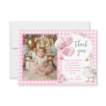 ONE SILLY GOOSE PINK GINGHAM 1ST BIRTHDAY