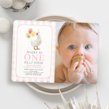 One Silly Goose Pink Gingham Girl 1st Birthday