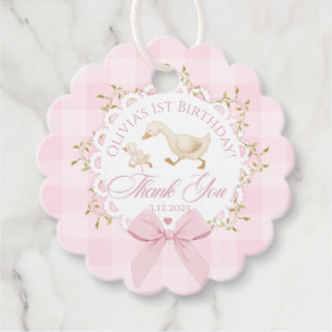 One Silly Goose Pink Gingham Whimsical Thank you Favor Tags