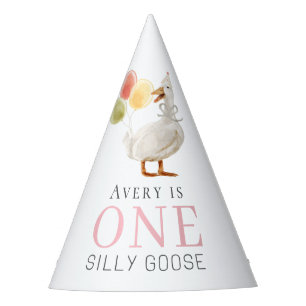 One Silly Goose Pink Girl 1st Birthday Party Hat