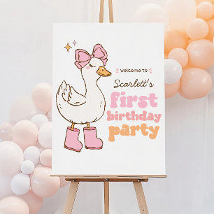 One Silly Goose Pink Girl 1st Birthday Welcome Foam Board