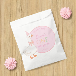 One Silly Goose Pink Girl First Birthday Thank You Favor Bag