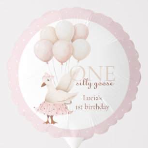 One Silly Goose Pink Pastel 1st Birthday Balloon
