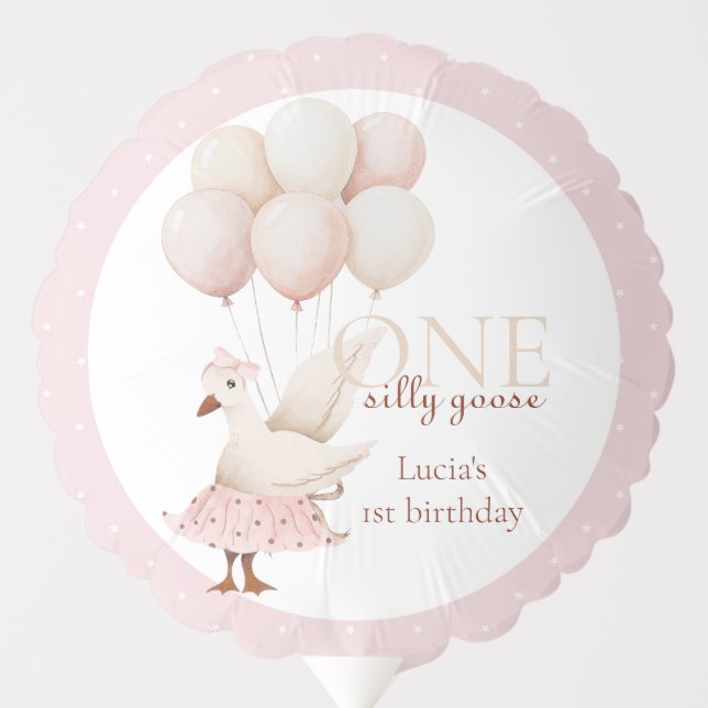 One Silly Goose Pink Pastel 1st Birthday  Balloon (Front)