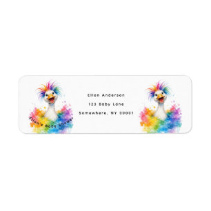 One Silly Goose Rainbow Baby Shower Address Label