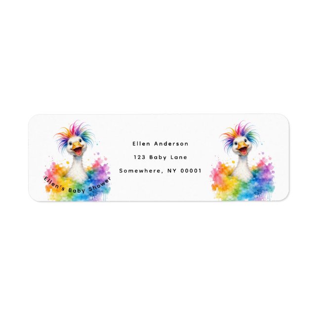 One Silly Goose Rainbow Baby Shower Address Label (Front)