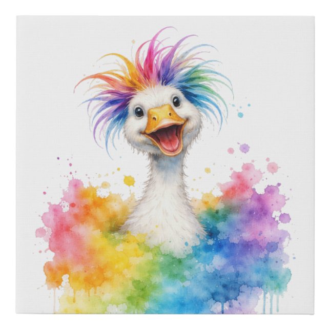 One Silly Goose Rainbow Baby Shower Faux Canvas Print (Front)
