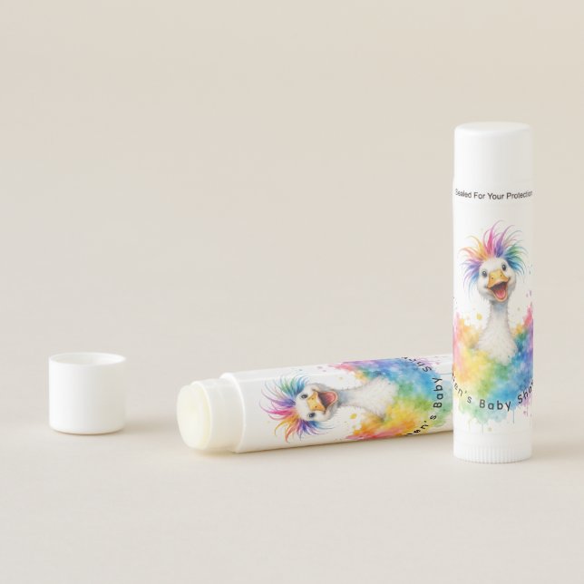One Silly Goose Rainbow Baby Shower Favor Lip Balm (In Situ)