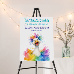 One Silly Goose Rainbow Baby Shower Welcome Sign
