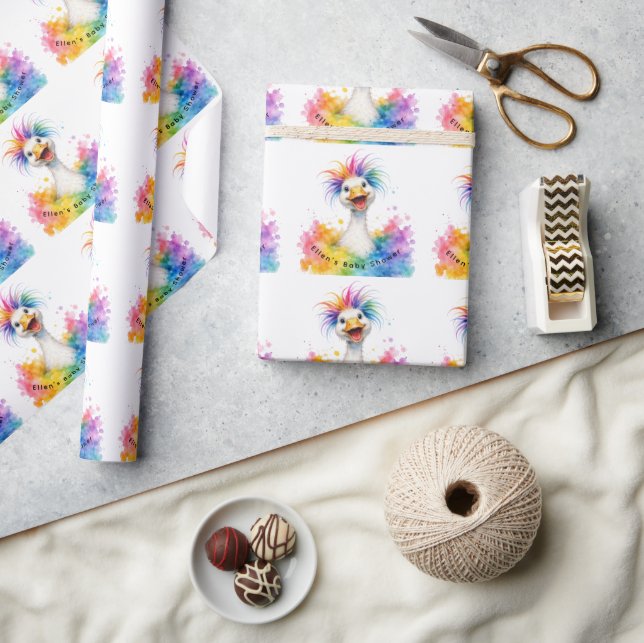 One Silly Goose Rainbow Baby Shower Wrapping Paper (Crafts)