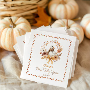 One Silly Goose Rustic Fall 1st Birthday Napkins