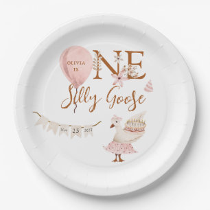 One Silly Goose Vintage Boho Girl 1st Birthday Paper Plates