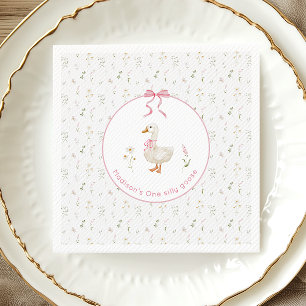 One Silly Goose Vintage Floral 1st Birthday  Napkins