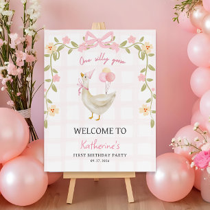 One Silly Goose Vintage Pink Duck Welcome sign