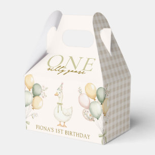 ONE Silly Goose Watercolor Boy Girl 1st Birthday Favor Boxes