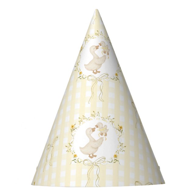 One Silly Goose Whimsical Bow Gender neutral Party Hat (Front)