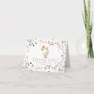One Silly Goose Wildflower Floral 1st Birthday Letterpress Thank You Card