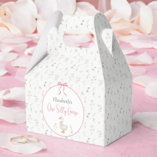 One Silly Goose Wildflower Pink Bow 1st Birthday Favor Boxes