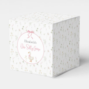 One Silly Goose Wildflower Pink Bow 1st Birthday Favor Boxes