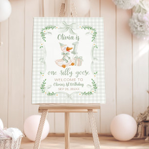 One Silly GooseBow 1st Birthday Welcome Sign