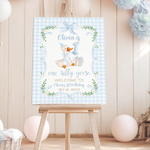 One Silly GooseBow 1st Birthday Welcome Sign
