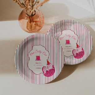One Silly Pink Kitty 1st Birthday Paper Plates