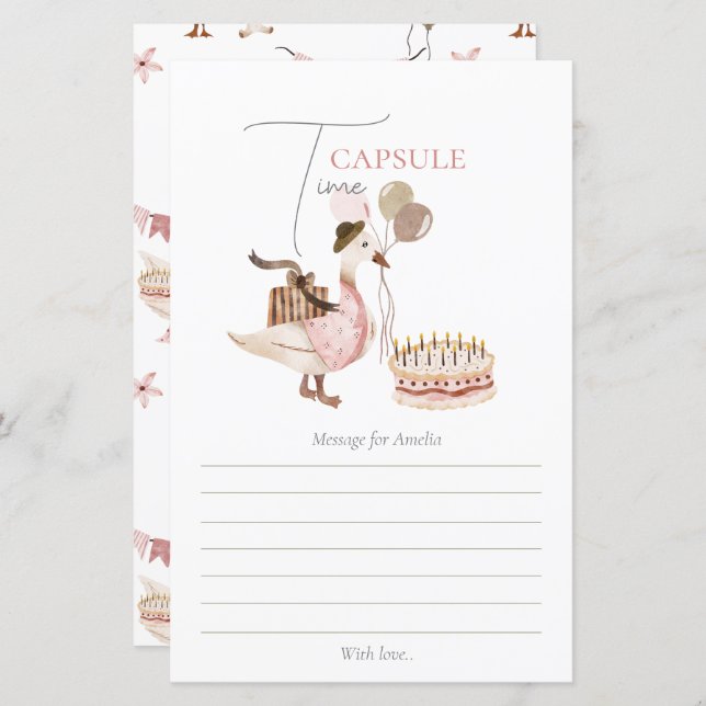 One Silly Vintage Birthday Goose Time Capsule (Front/Back)