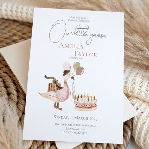 One Silly Vintage Birthday Goose Watercolor Invitation