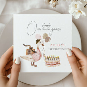 One Silly Vintage Birthday Goose Watercolor Napkins