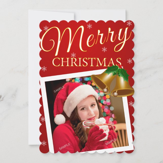 One Single Photo Elegant Christmas Greeting Card (Front)