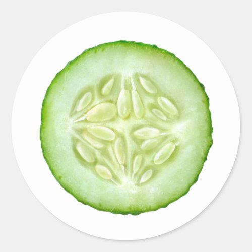 One slice of cucumber classic round sticker