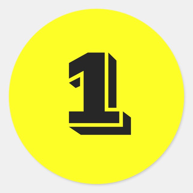 One Small Round Yellow Number Stickers by Janz (Front)