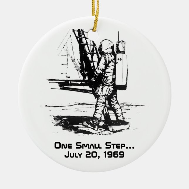 One Small Step Apollo 11 Moon Landing Ceramic Ornament (Front)