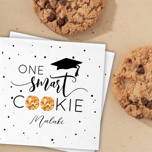 One Smart Cookie Black and White Graduation Paper Napkins