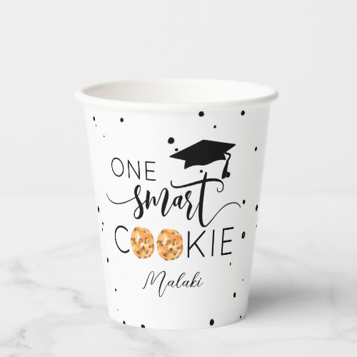 One Smart Cookie Black and White Graduation Paper Paper Cups