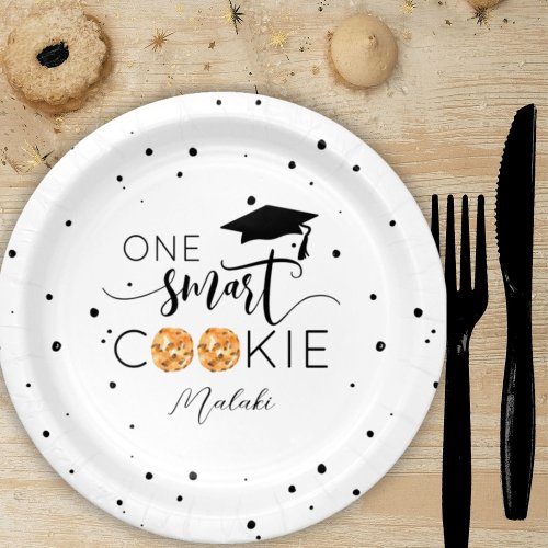 One Smart Cookie Black and White Graduation Paper  Paper Plates