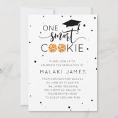 One Smart Cookie Black and White Graduation Party Invitation (Front)