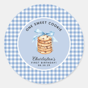 One Smart Cookie Boys First Birthday Classic Round Sticker