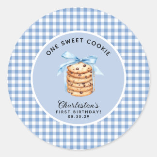 One Smart Cookie Boys First Birthday Classic Round Sticker