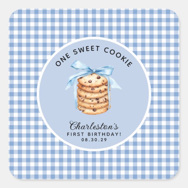 One Smart Cookie Boys  First Birthday  Square Sticker (Front)