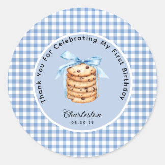 One Smart Cookie Boys First Birthday Thank You Classic Round Sticker