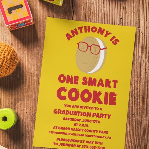 One Smart Cookie Childrens Graduation Party Invitation