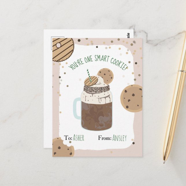 One Smart Cookie Crazy Milkshake Kids Valentine Postcard (Front/Back In Situ)