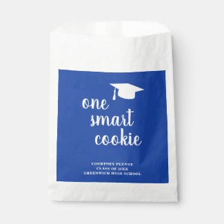 One Smart Cookie Cute Blue Graduation Cap Favor Bag