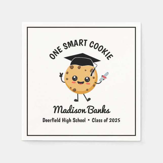 "One Smart Cookie" Cute Funny Graduation Dessert Napkins (Front)