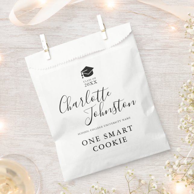 One Smart Cookie Elegant Script Graduation Party Favor Bag (Clipped)