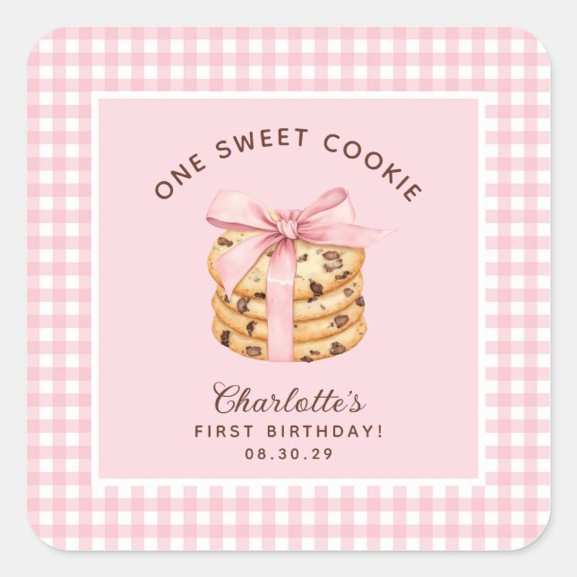 One Smart Cookie Girls First Birthday  Square Sticker (Front)