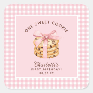 One Smart Cookie Girls First Birthday Square Sticker
