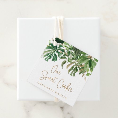 One Smart Cookie Gold Greenery Tropical Graduation Favor Tags